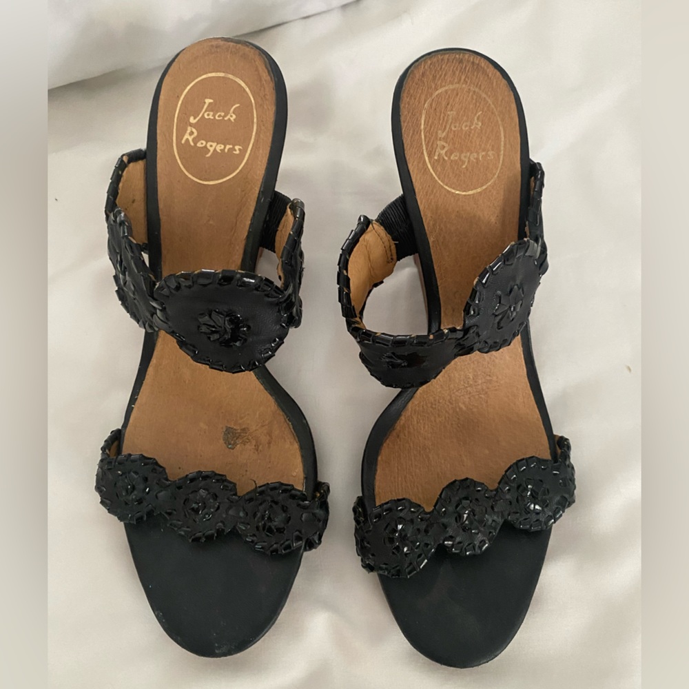 Jack Rogers black wedges size 9